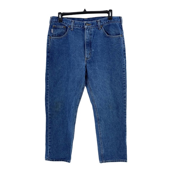 Carhartt Traditional Fit Blue Denim Work Medium Wash Jeans 38 x 30